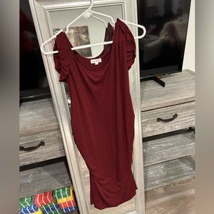 Burgundy BHome stretch fitted maternity dress